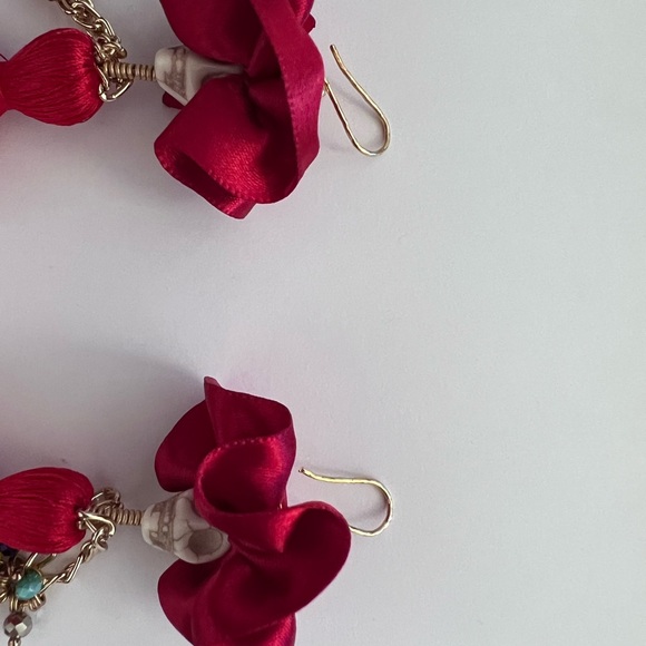 HALLOWEEN DAY OF THE DEAD LADY SKELETON Tassel DANGLE EARRINGS. Various Colors. - Picture 2 of 5